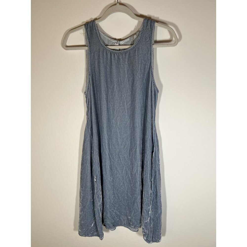 NEW CP Shades Jacqui blue crushed velvet tank holiday dress swing S Y2K